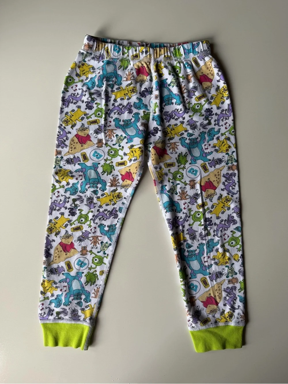 Kids Green-Accented Monsters Inc Print Pajama Set